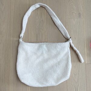 Women's Cream Sherpa Shoulder Bag